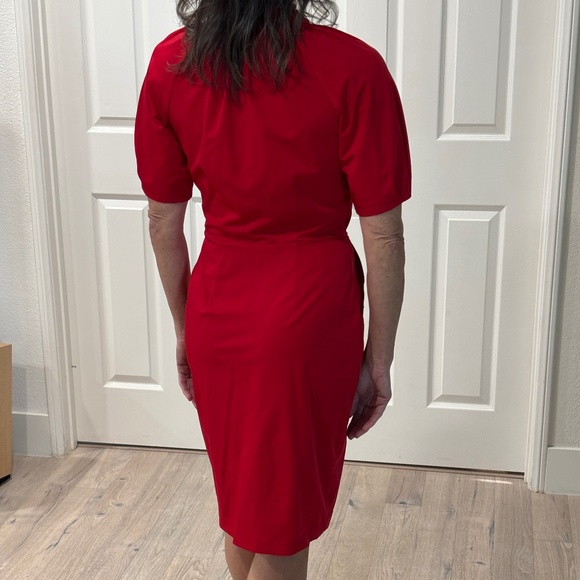 Diane Von Furstenberg Puff Sleeve Button-up Midi Dress - Red Size 2 - Picture 2 of 12